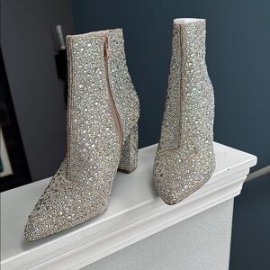 Sparkling Silver Ankle Boots